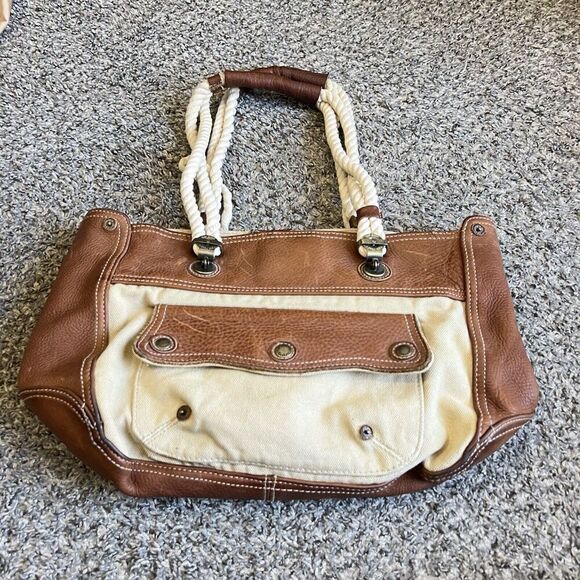 GAP Handbags - Vintage GAP 1969 Tote Shoulder Bag Canvas/Leather Tan Brown Well Made Purse